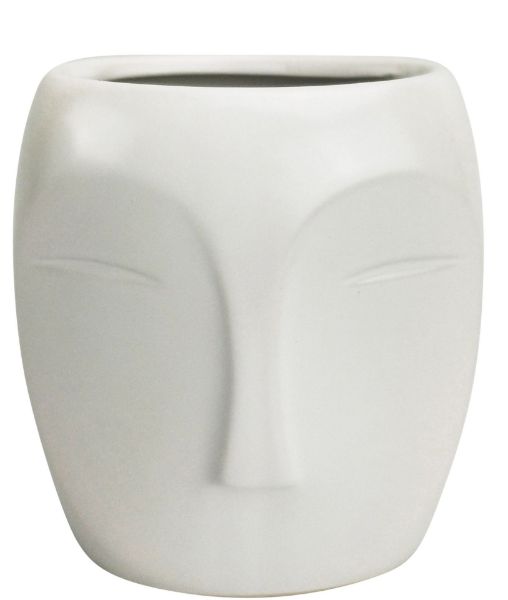 Picture of Aztec Face Vase White - Medium 17cm