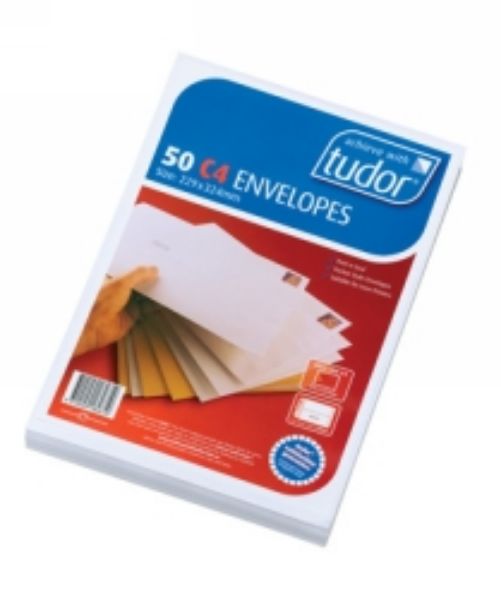 Picture of Envelopes Tudor C4 White Plain Self Seal Packet 50