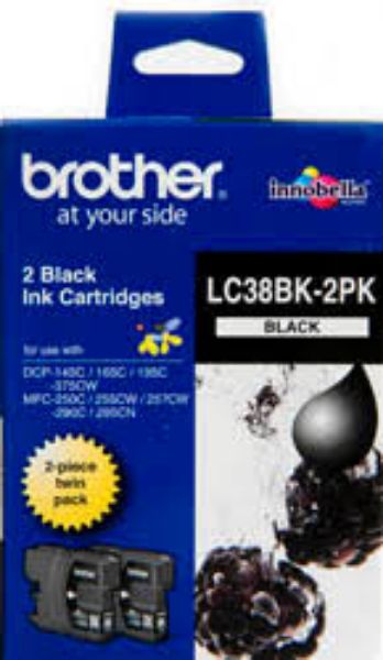 Picture of Brother LC-38BK Black Ink Cartridge - Twin Pack