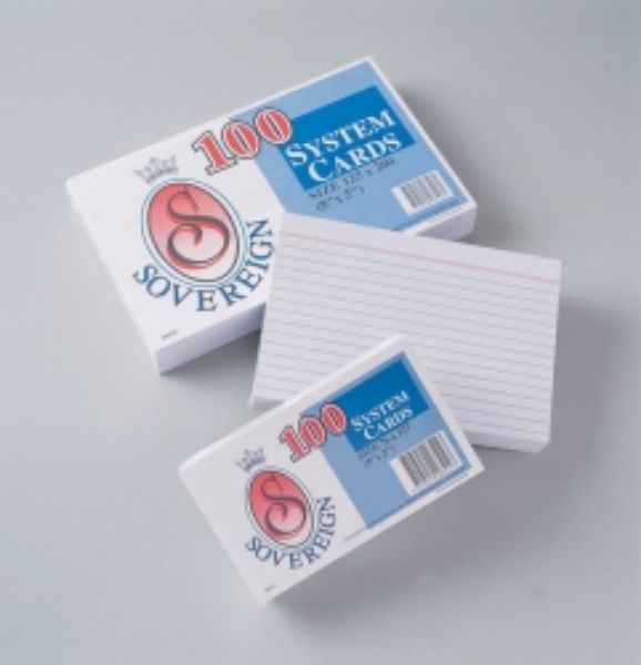 Picture of System Cards Ruled White 75mm x 125mm Packet 100