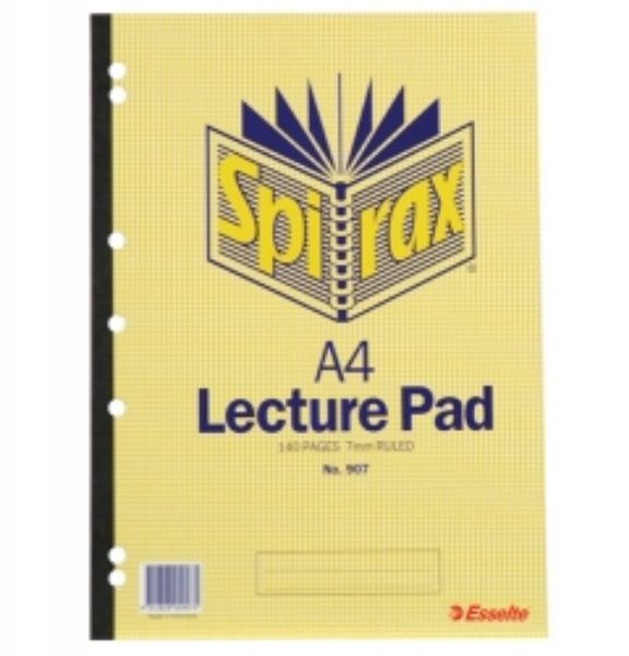 Picture of Lecture Pad A4 Spirax 907 Side Opening 140 Pages 7mm