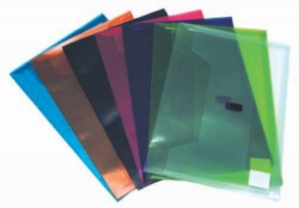 Picture of Document Wallet Foolscap Plastic with Velcro Closure Assorted Colours