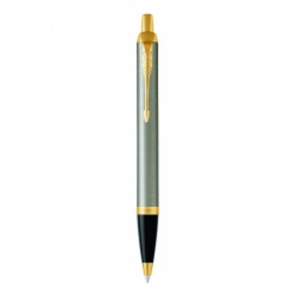 Picture of Pen Parker Ballpoint IM Brushed Metal with Gold Trim in Gift Box