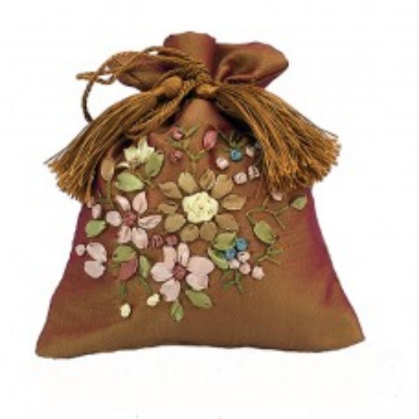 Picture of Rose Filled Small Ribbon Bag - Gold