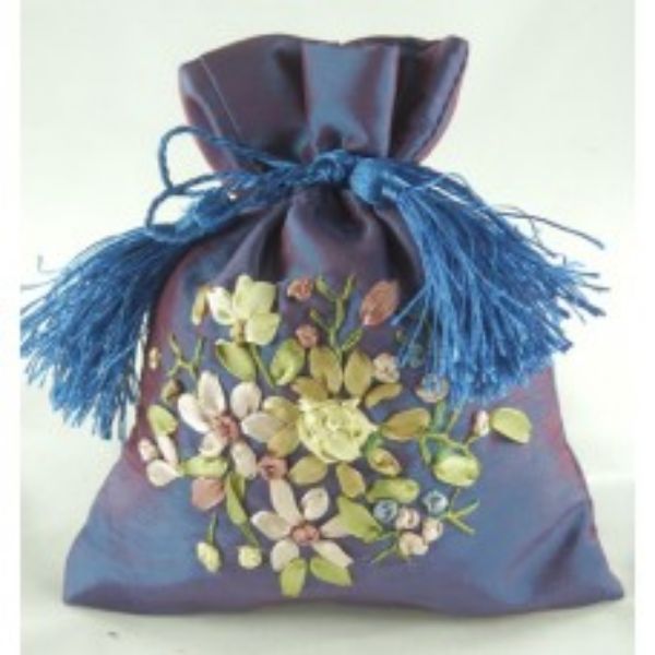 Picture of Rose Filled Small Ribbon Bag - Blue