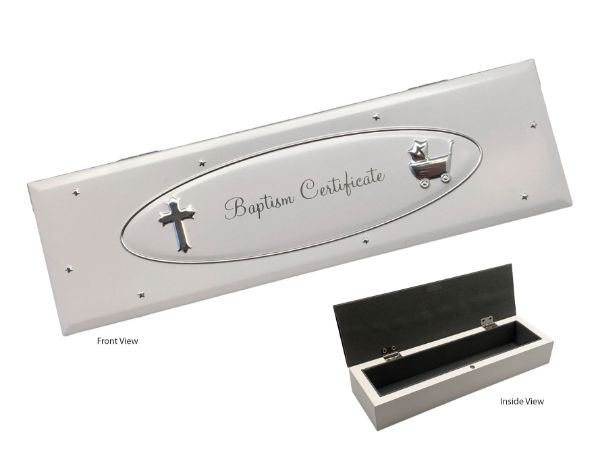 Picture of Baptism Certificate Box - White