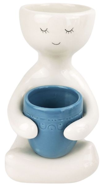 Picture of Person holding a pot Planter - Dusty Blue 20cm Heigh