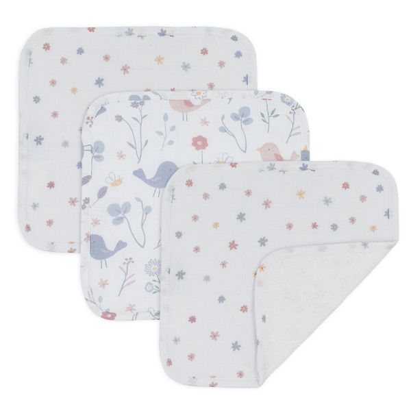 Picture of Muslin 3pk Wash Cloths  - Sweet Tweet