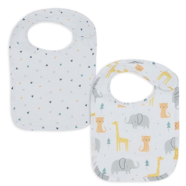 Picture of 2pk Muslin Bibs - Animal Parade