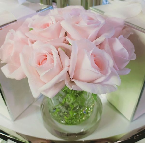 Picture of Cote Noire Herringbone Clear Glass - French Pink Rose Buds